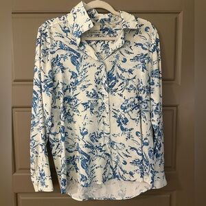 Orvis Blue and White Button Down Shirt with Dress Shirt Collar